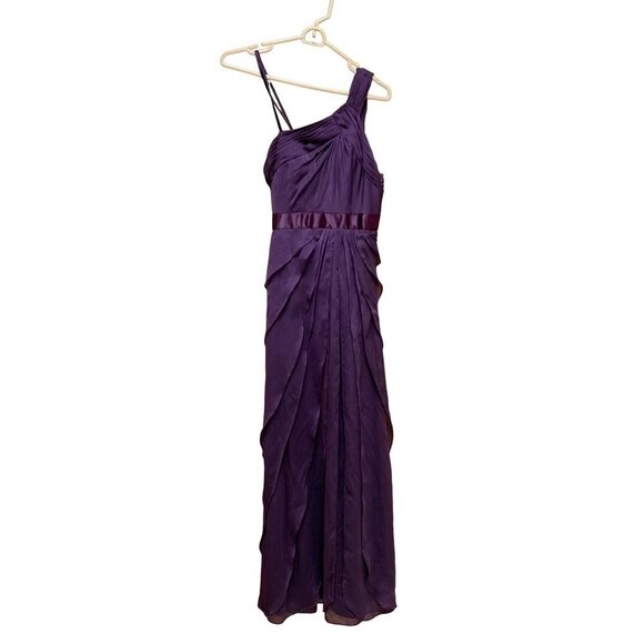 Vintage Y2K One Shoulder Chiffon Ruffle Maxi Dress Gown Mauve Purple Size 2 / XS - Picture 8 of 9